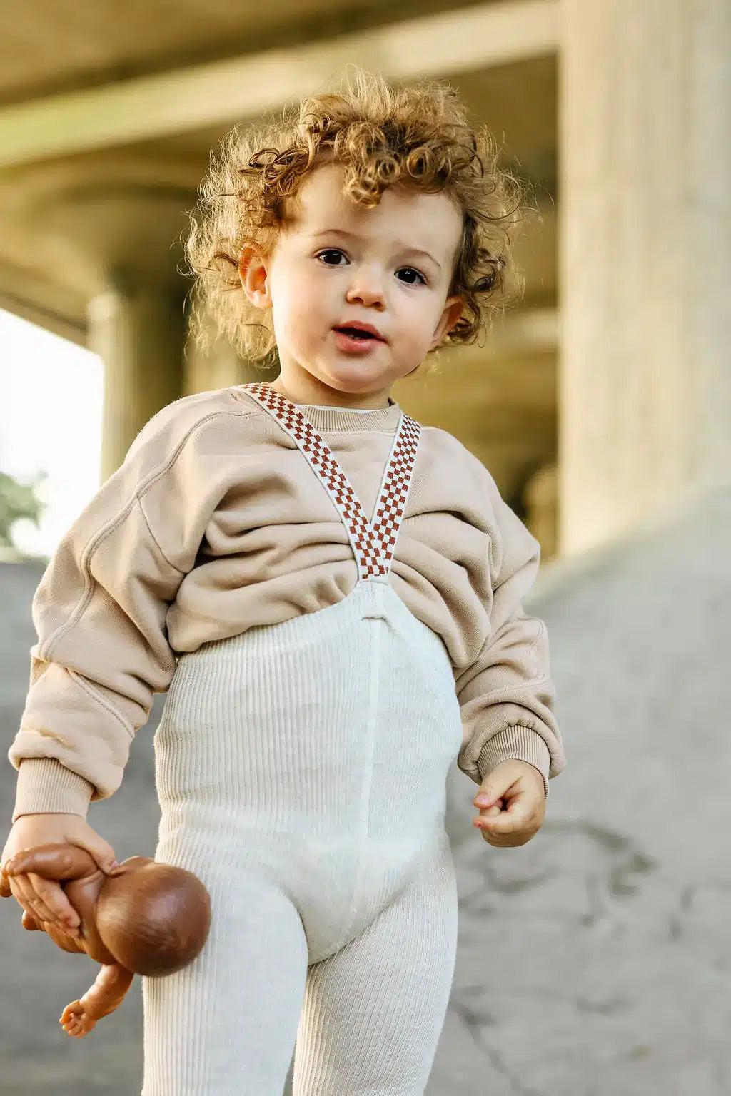 Silly Silas Classic Footless Tights Cream Checked image 2