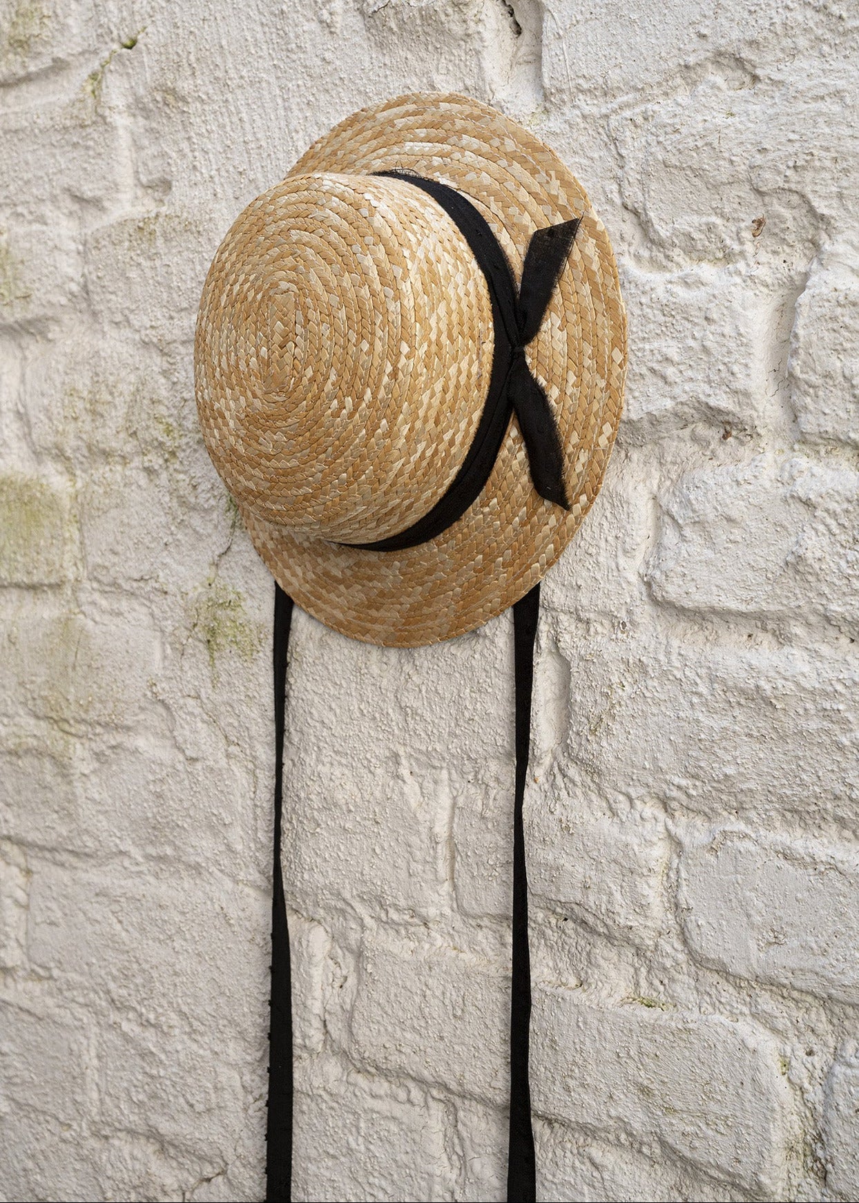 The Classic Canotier Straw Hat - Black Dot