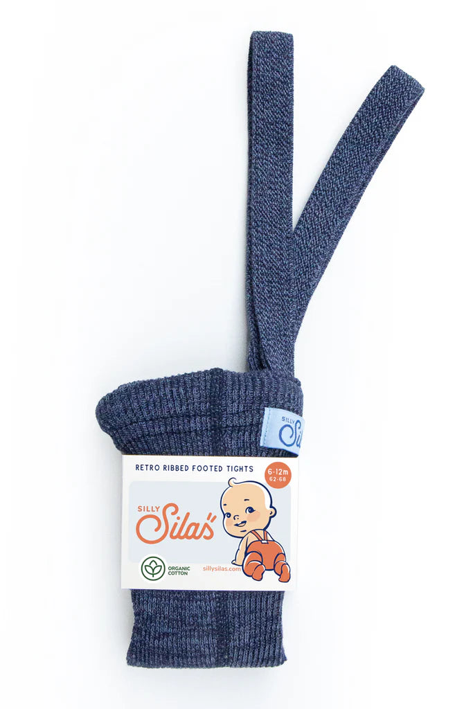 Silly Silas Footed Tights with Braces - Denim image 0