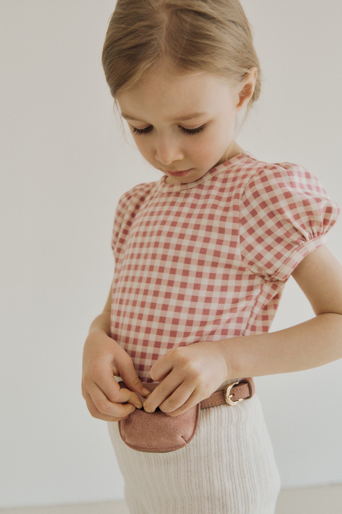 petit puff tee pink gingham