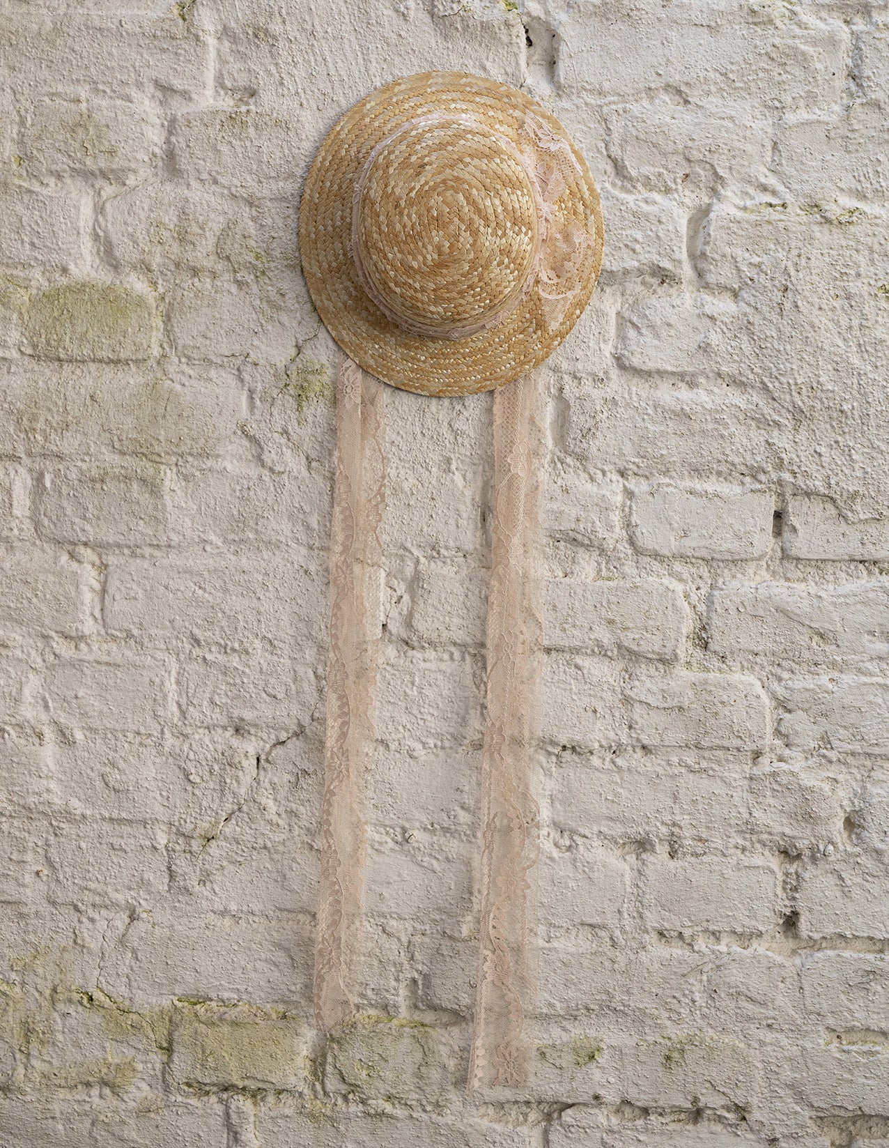 The Classic Canotier Straw Hat - Old Rose Lace