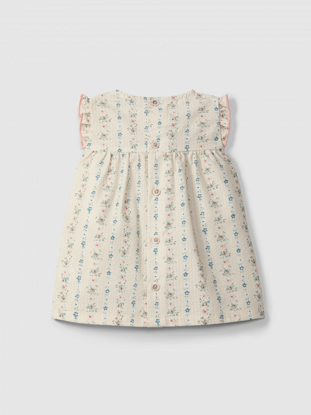 Floral print seersucker dress