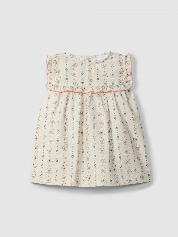 Floral print seersucker dress