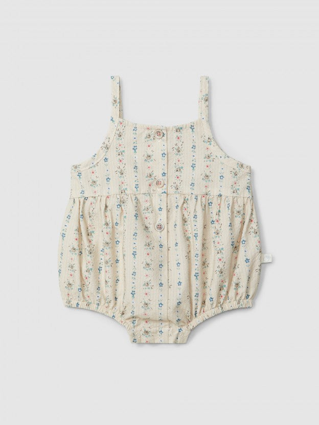 Floral print seersucker shortie - Sand