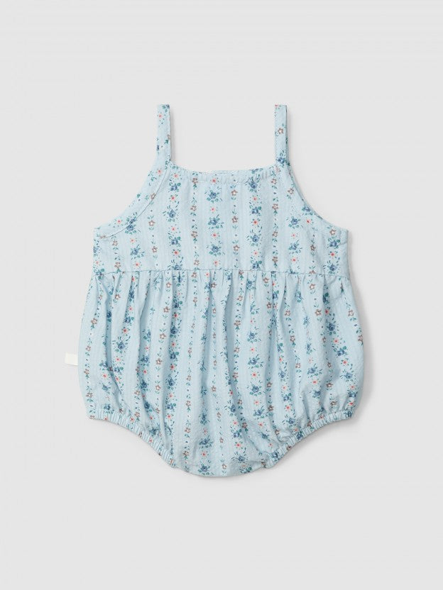 Floral print seersucker shortie - Blue