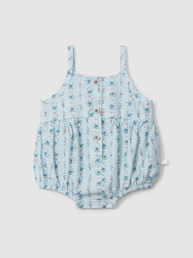 Floral print seersucker shortie - Blue