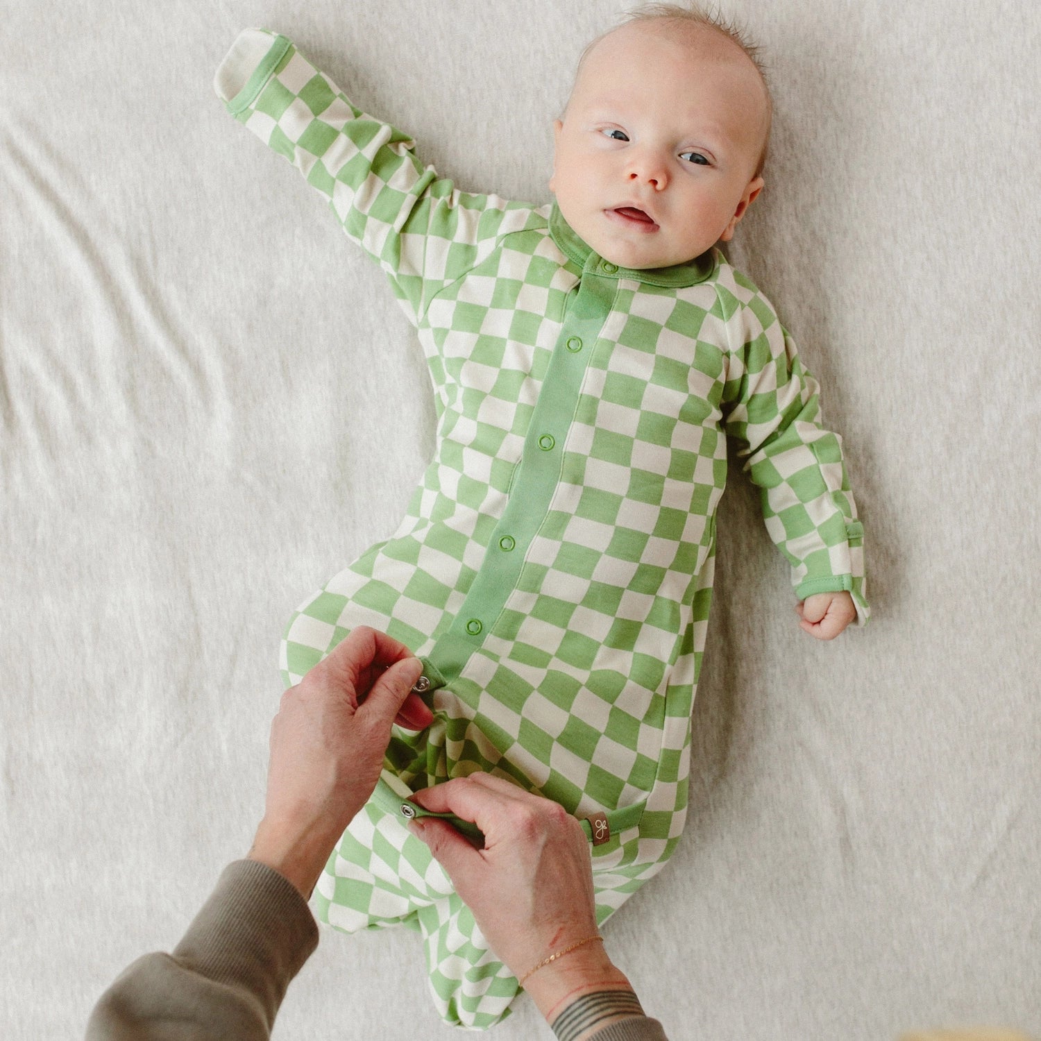 goumikids 24 Hour Convertible Sleeper Baby Gown - Cabana Green image 1