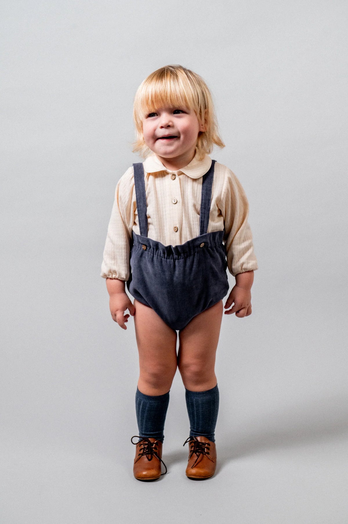 Storm blue corduroy straps bloomer baby - Basics and embroideries/Lisos y bordados