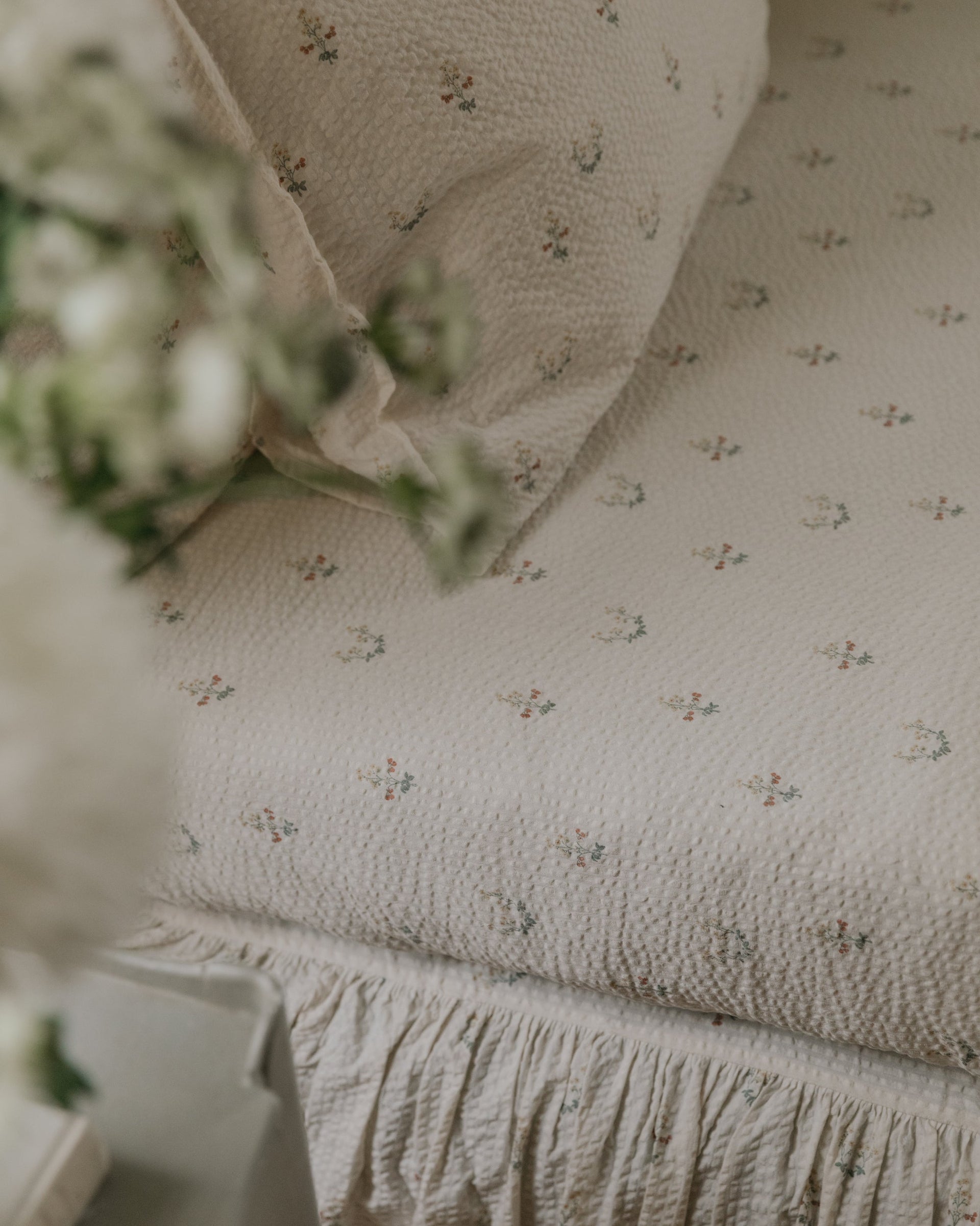 Seersucker Fitted Sheet La Fraise Single