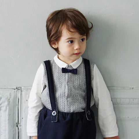 Long‑Sleeve T‑Shirt with Bow Tie - Gray
