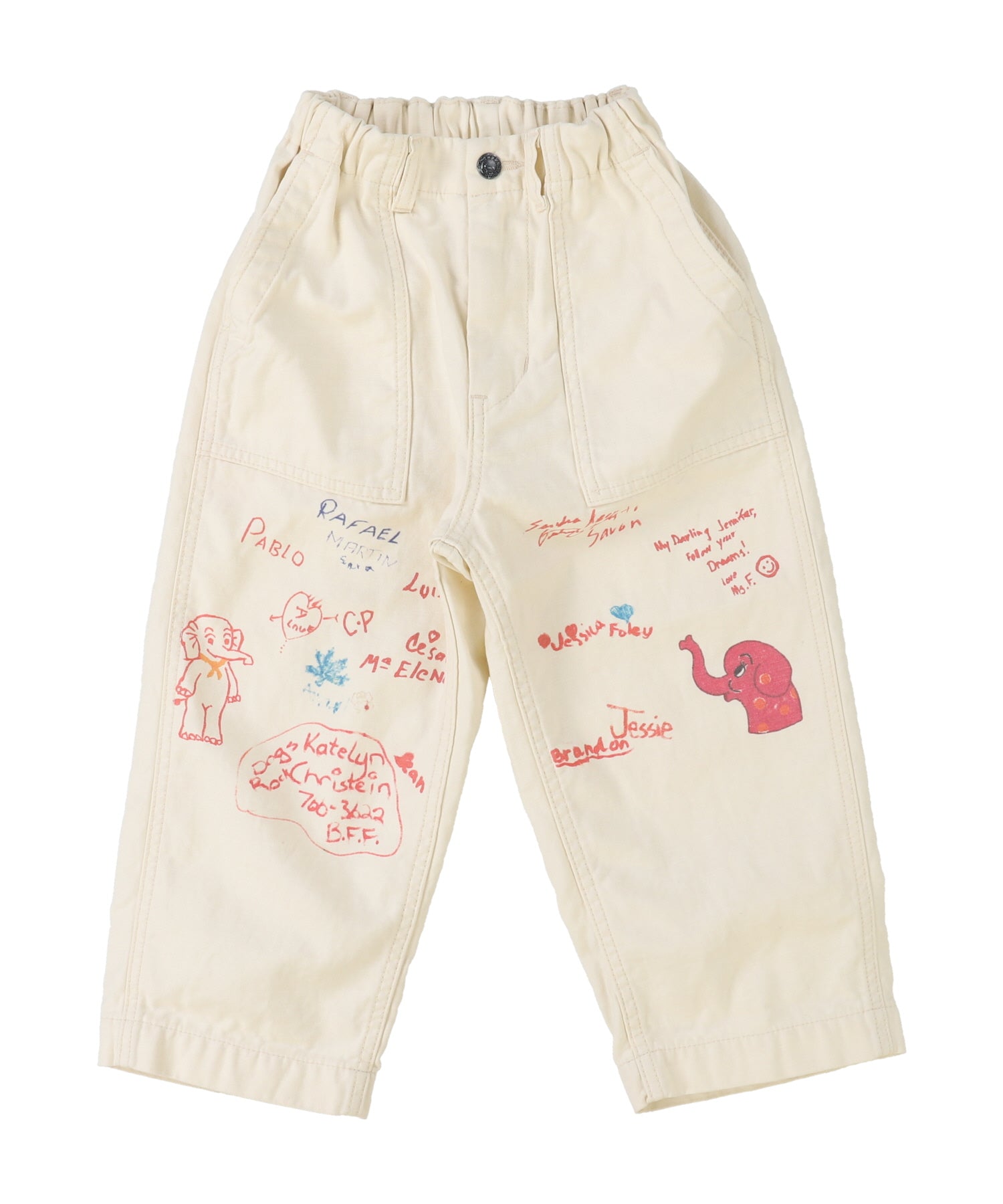 Military Backsatin Scribble Pants - White