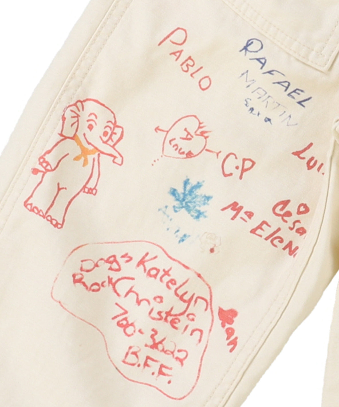 Military Backsatin Scribble Pants - White