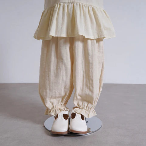 Hoppetta Flower Embroidered Pants - Cream