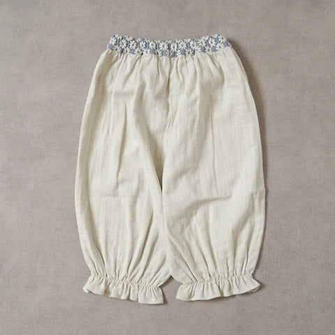Hoppetta Flower Embroidered Pants - Light Gray