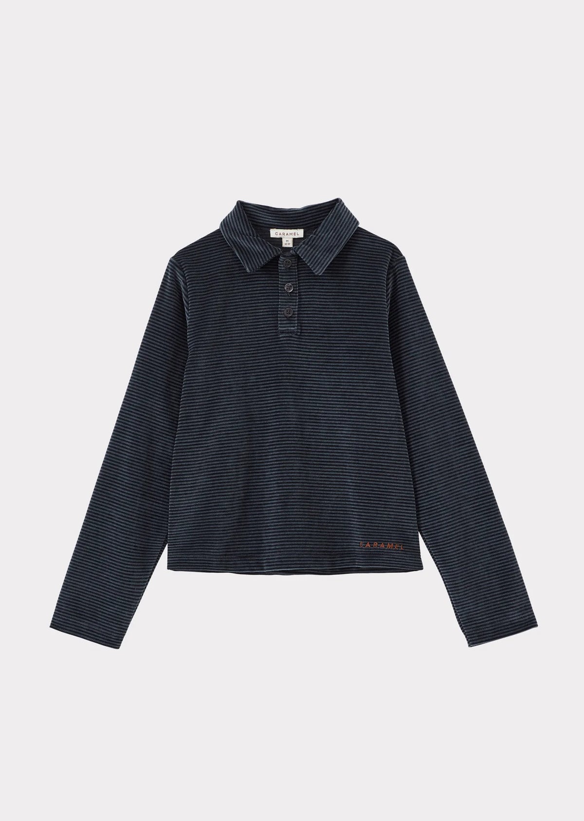 Tobias Children's Velour Long Sleeve Top - Blue & Black Stripe