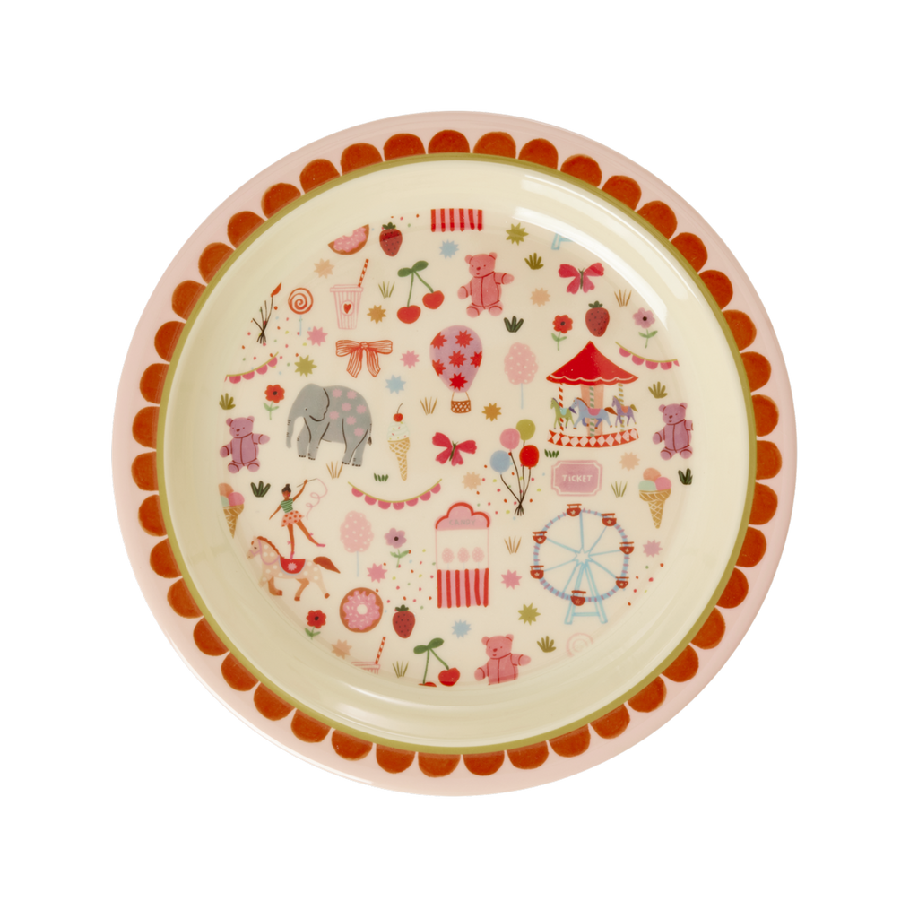 Melamine Kids Plate - Fun Fair Pink Print