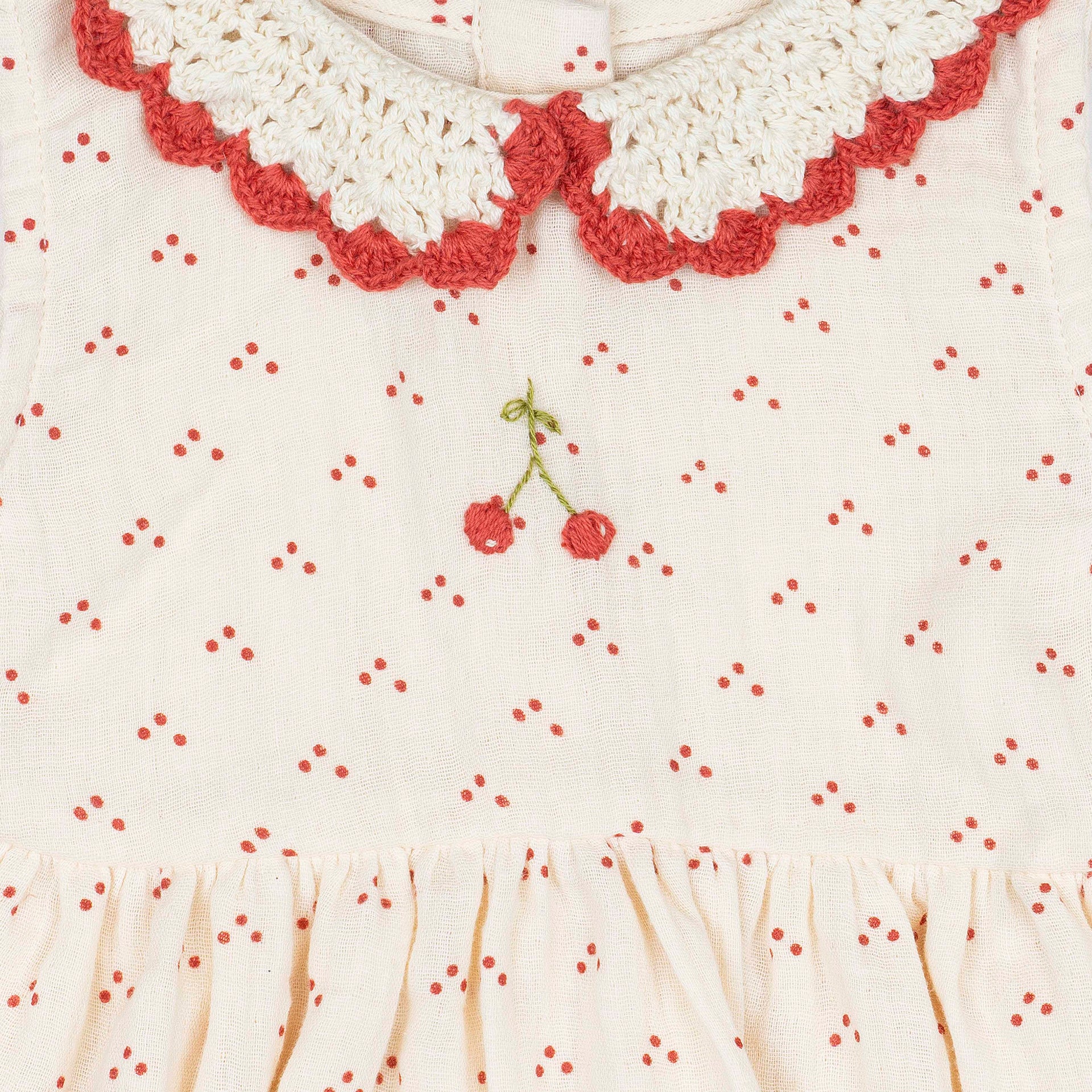 CROCHET COLLAR DRESS - Cherry