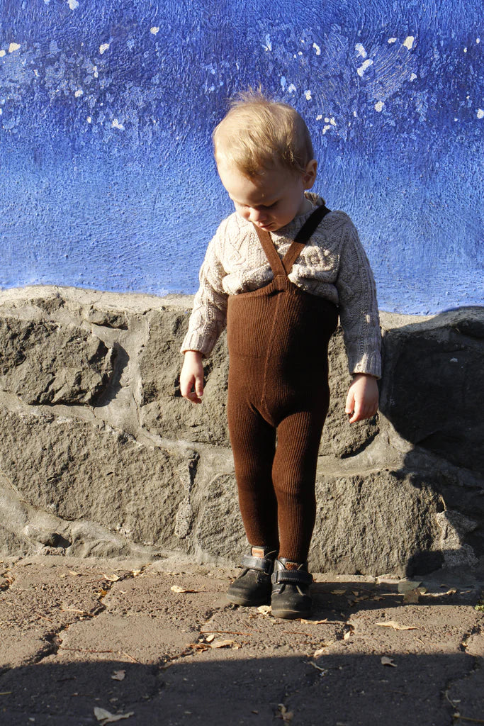 Silly Silas Footed Tights with Braces - Chocolate Brown image 2