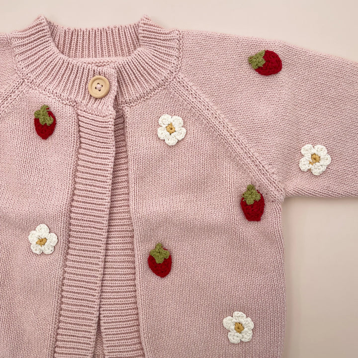 The Blueberry Hill Cotton Strawberry Flower Cardigan image 3