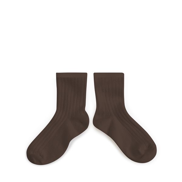 La Mini Ribbed Ankle Socks - Chocolat au Lait