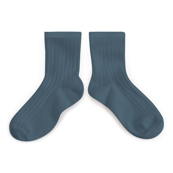 La Mini Ribbed Ankle Socks - Bleu Cendré