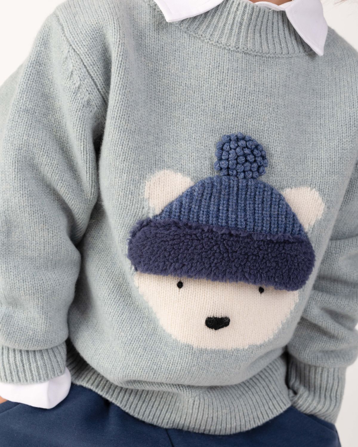 Denn Merino Wool Sweater | Polar Bear Cloud Blue Melange