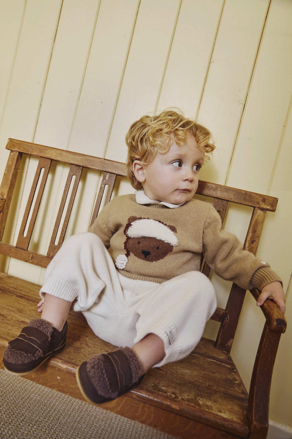 Denn Merino Wool Sweater | Christmas Bear Latte Melange