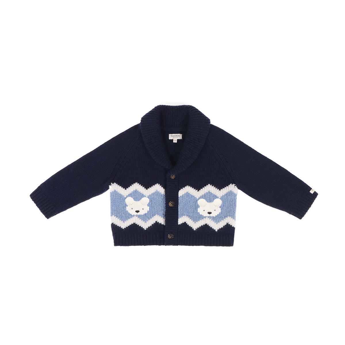 Kwinten Merino Wool Cardigan | Polar Bears Navy Blue