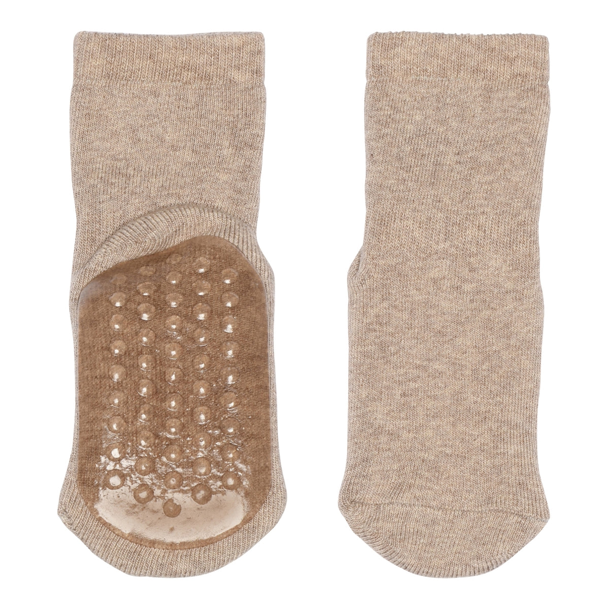 Cotton Anti-slip Socks Light Brown Melange