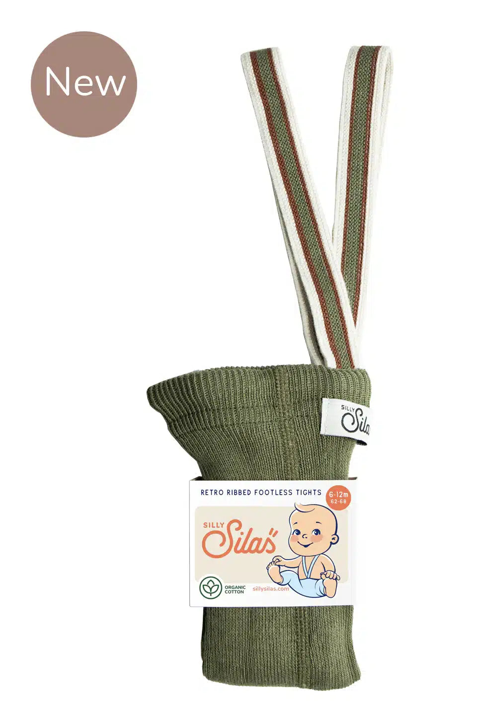 Silly Silas Classic Footless Tights Olive Striped image 0