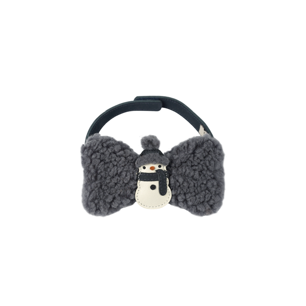 Nardoc Bow Tie | Snowman Anthracite Curly Faux Fur