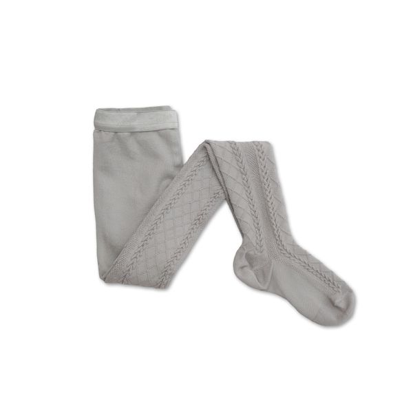 Léopoldine - Diamond Pointelle Tights - Gris Perle