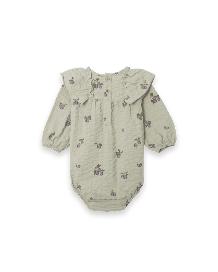 Garbo&Friends Seersucker LS Romper - Prune Green image 1