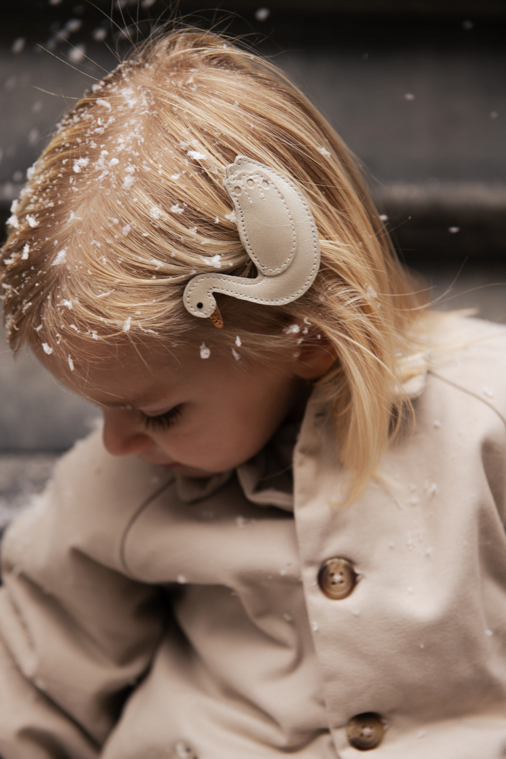 Chiem Clip | Swan Off White Metallic Leather