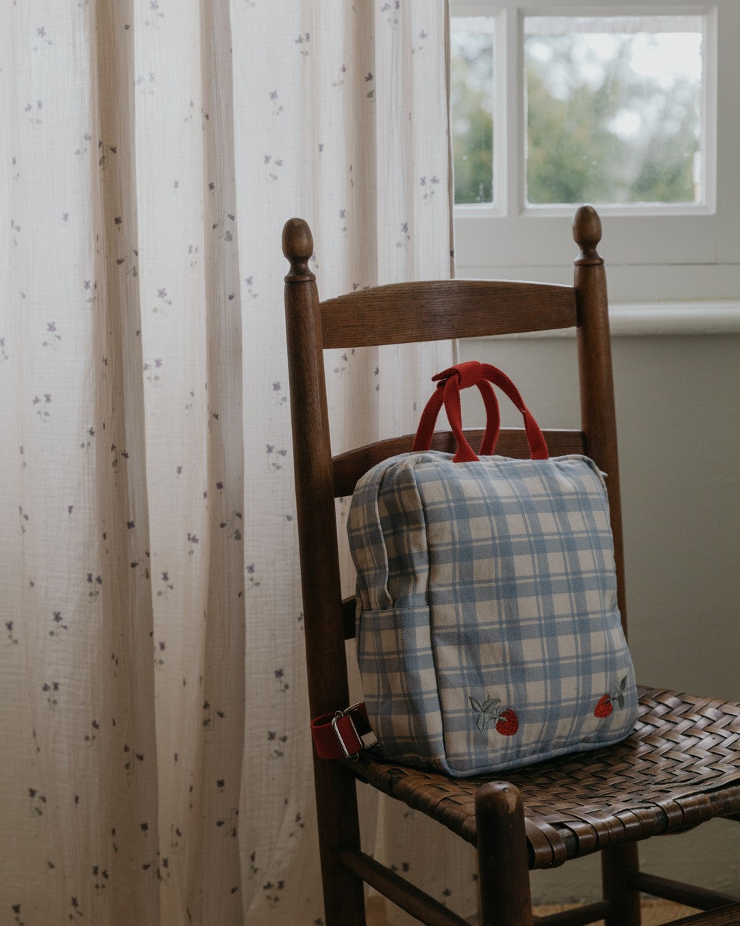 Plaid Sky Blue Backpack