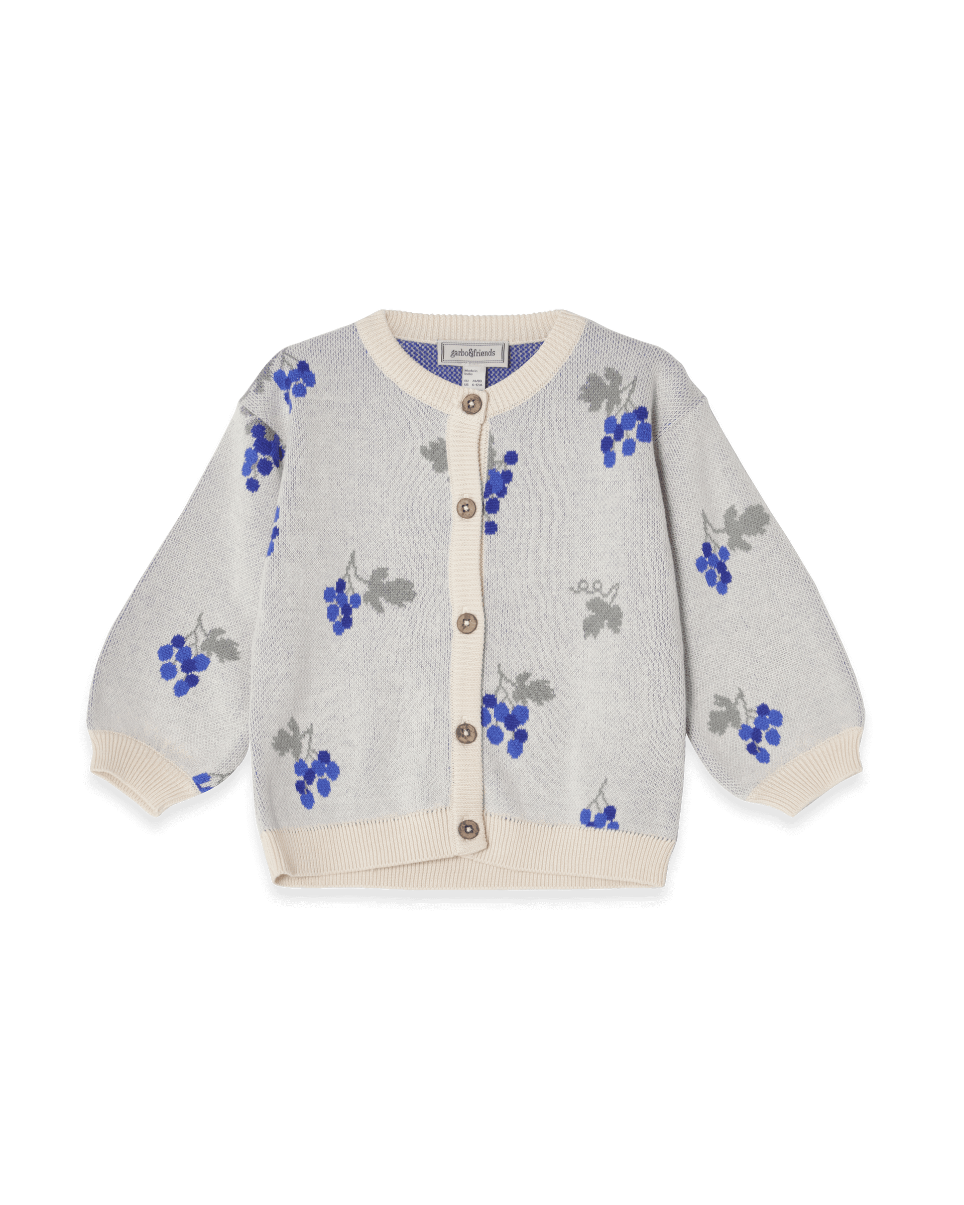 Garbo&Friends Knitted Cardigan Baby | Grapes Ecru image 0