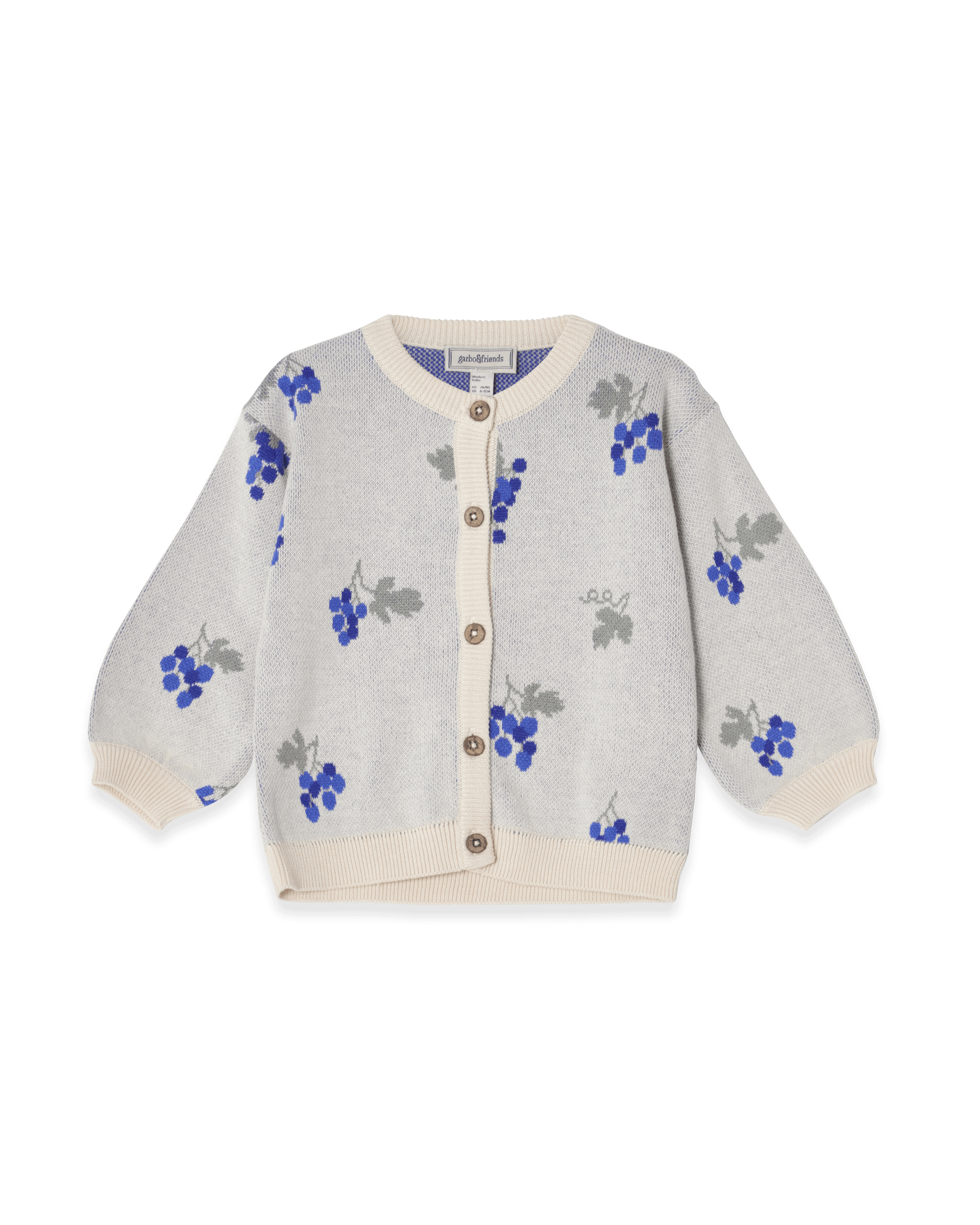 Garbo&Friends Knitted Cardigan Baby | Grapes Ecru image 0