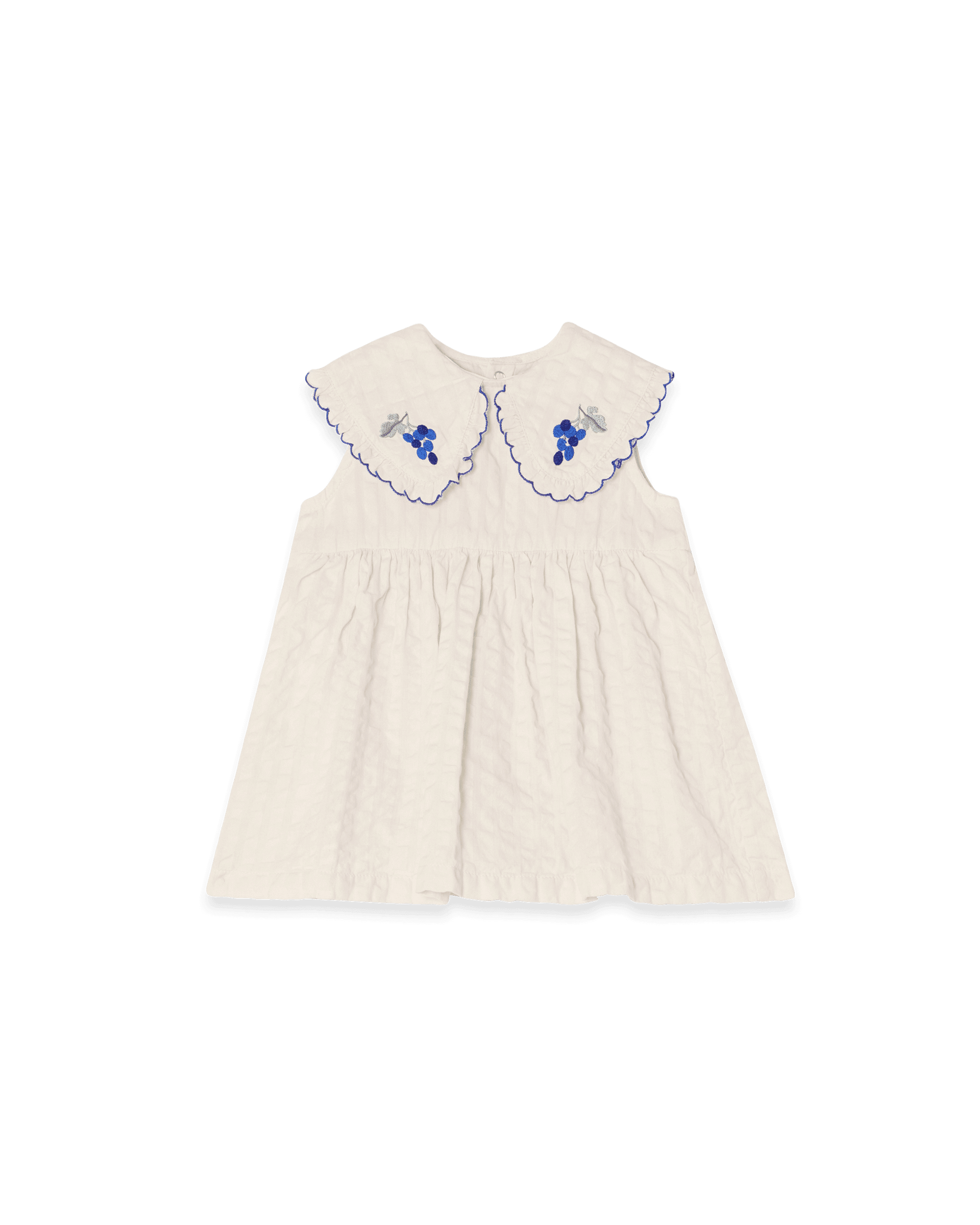 Garbo&Friends Seersucker Collar Romper Dress | Ecru image 0