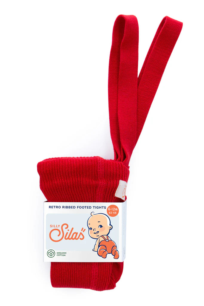 Silly Silas Footed Tights with Braces - Love Red image 0