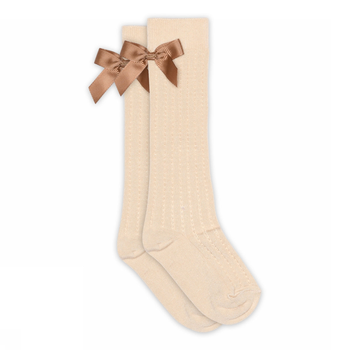 Liva knee socks - bow - Ecru