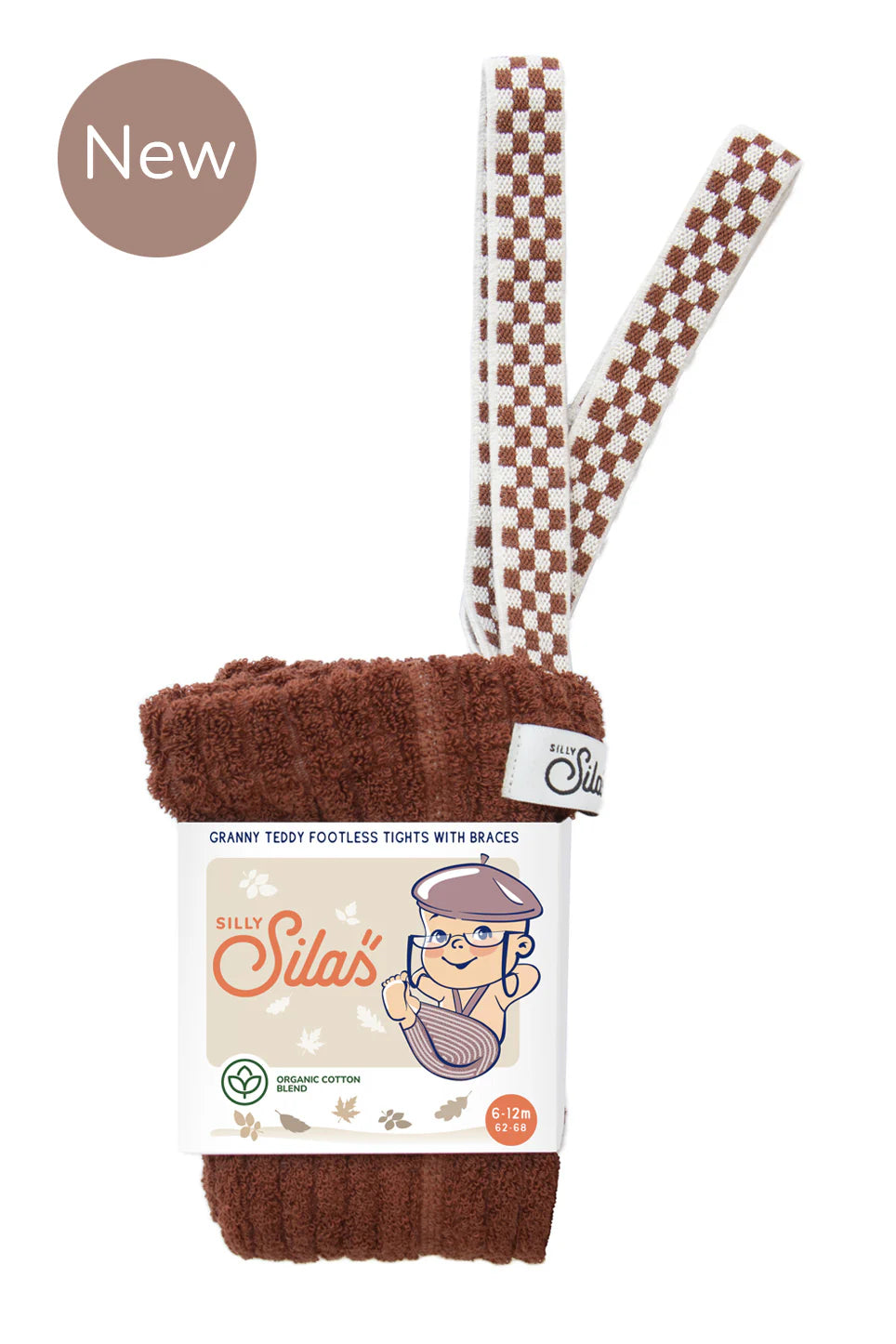 Silly Silas Granny Teddy Footless Tights - Cinnamon Checked image 0