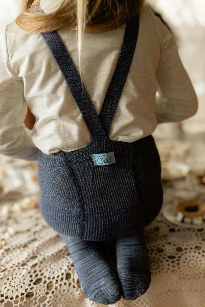 Silly Silas Footed Tights with Braces - Denim image 2