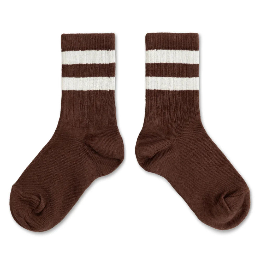Nico - Ribbed Varsity Crew Socks - Chocolat au Lait