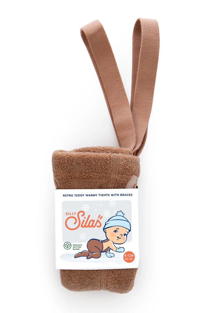 Silly Silas Teddy Footed Tights - Light Brown image 0