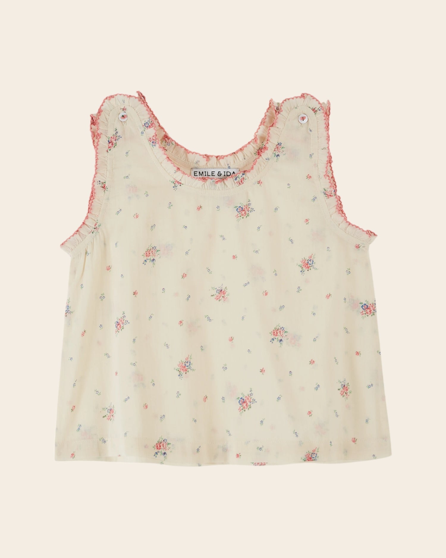 Top Ecru floral cotton voile