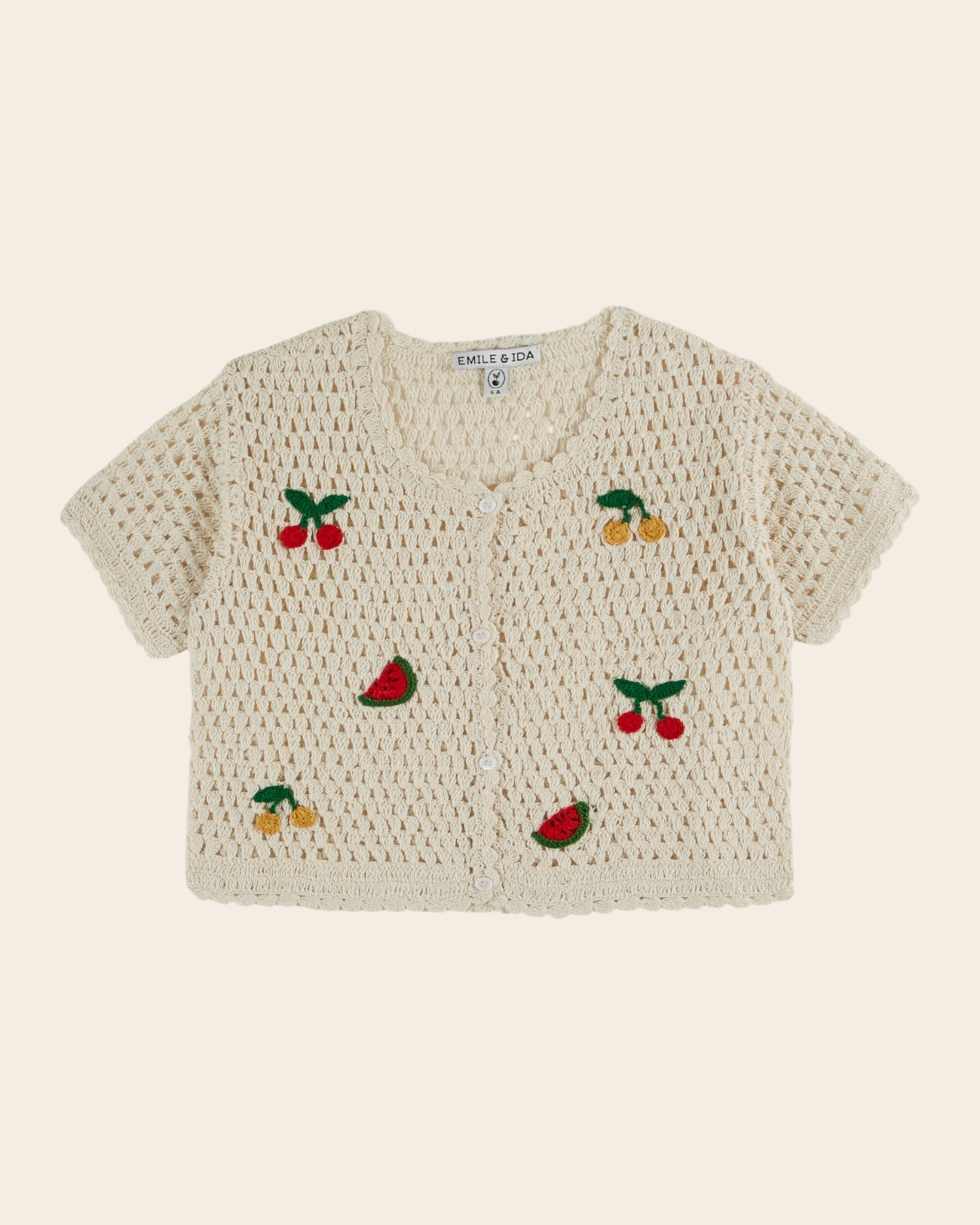 Cardigan Crochet Fruits Creme