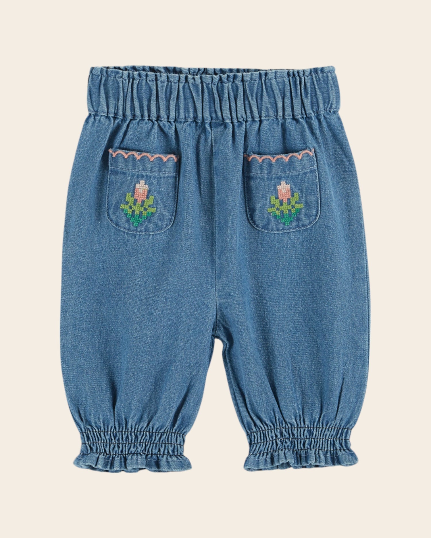 Harem pants Denim embroidered pockets