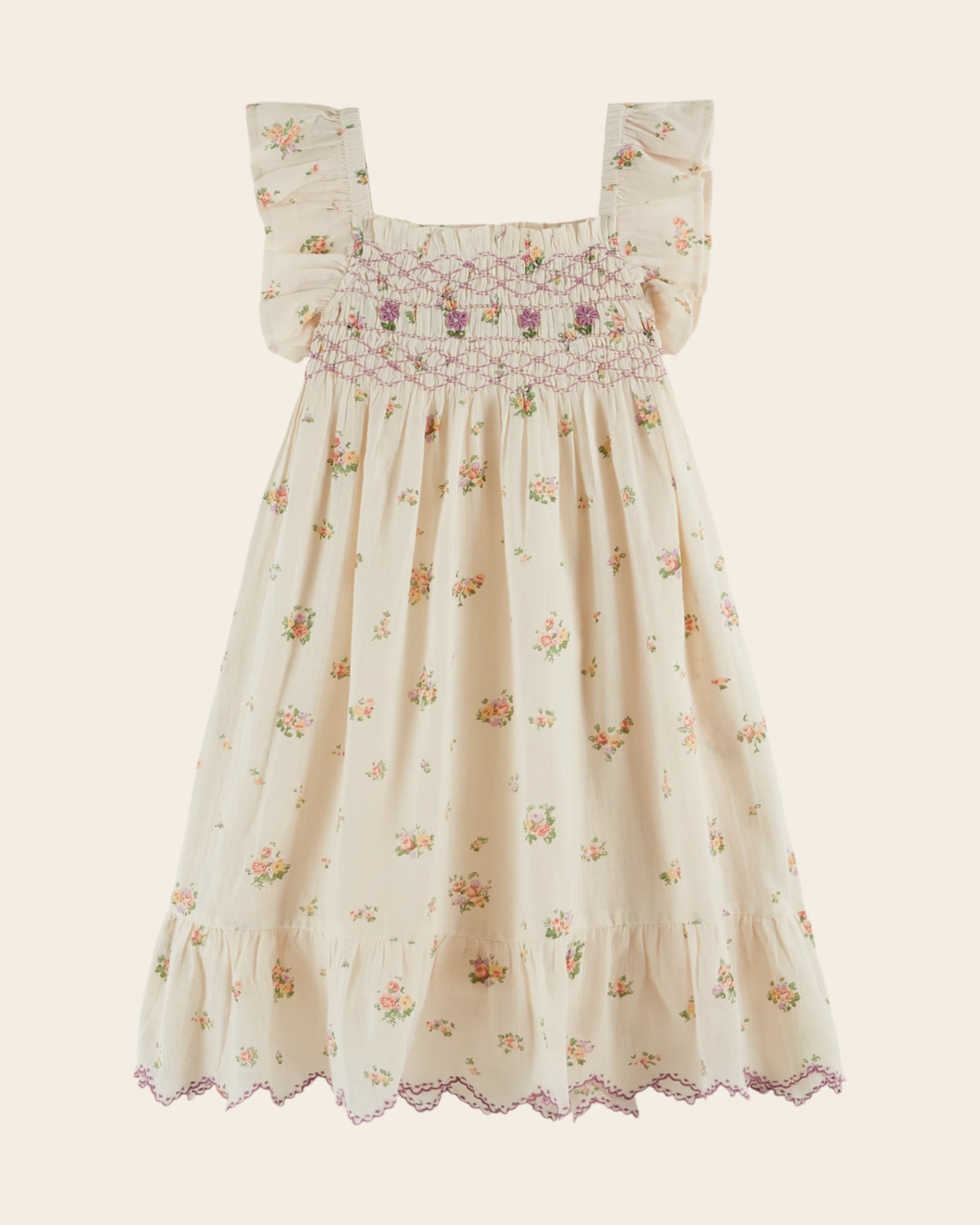 Dress Floral smocked embroidered althea