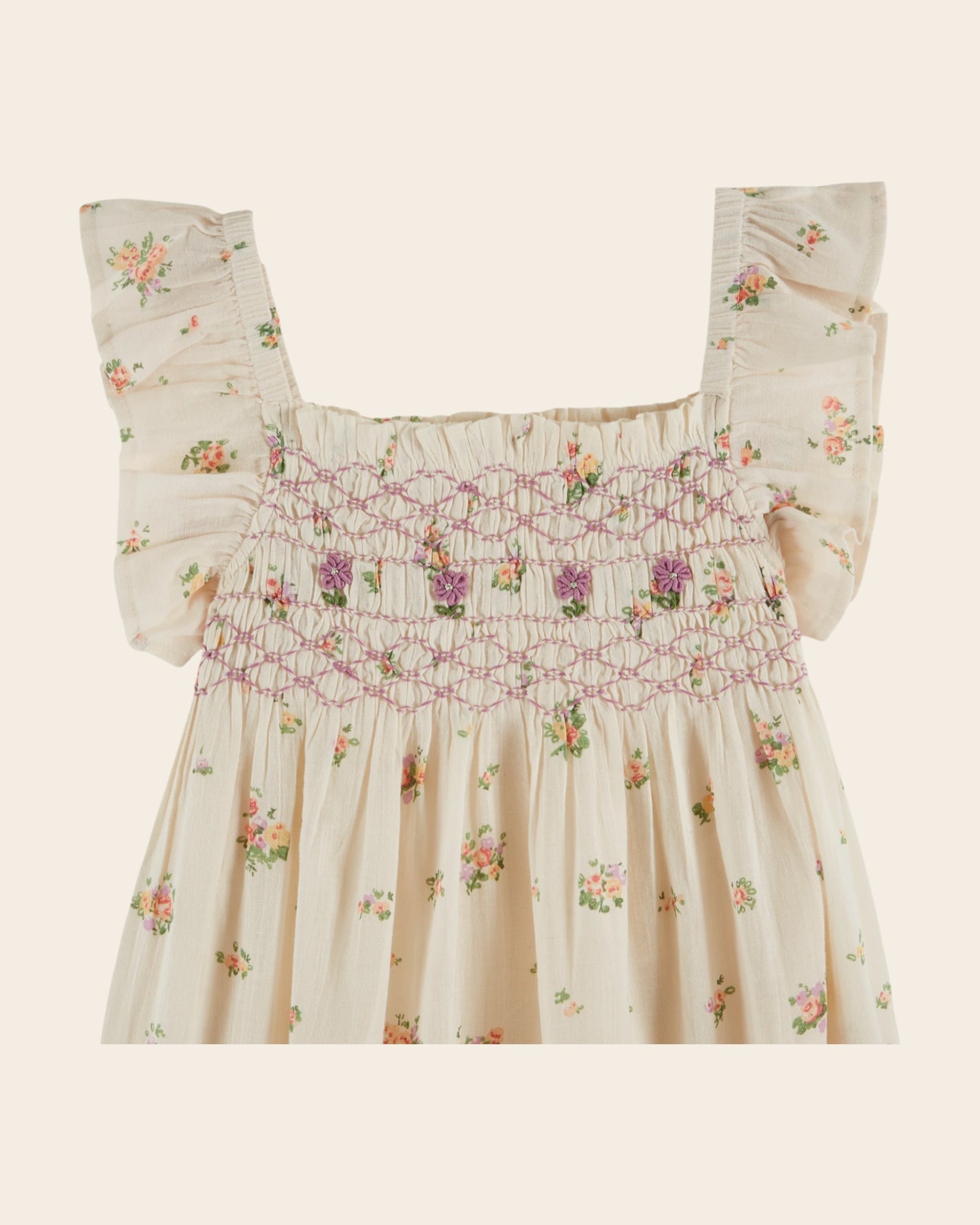 Dress Floral smocked embroidered althea