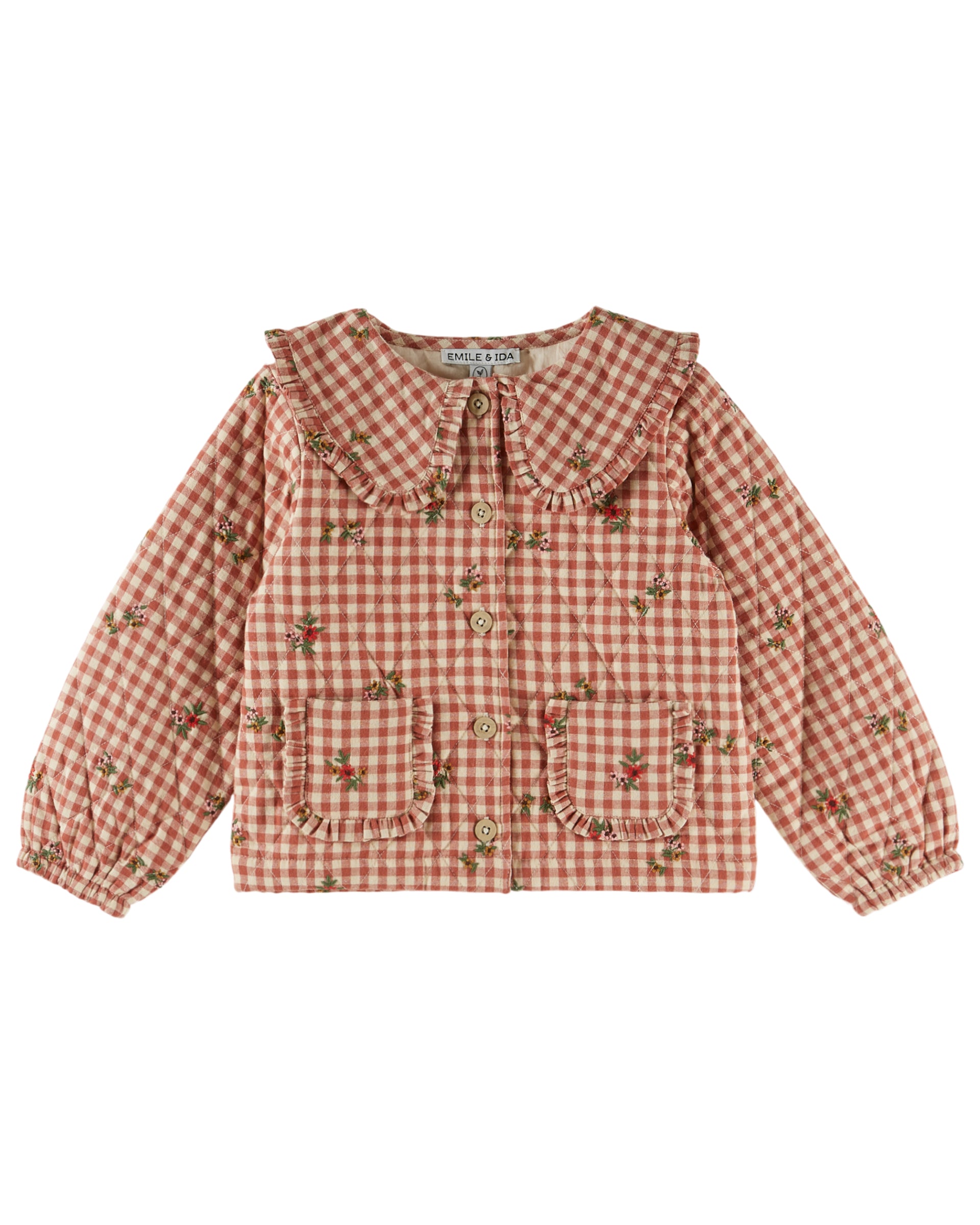 Quilted jacket - Embroidered terracotta gingham